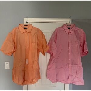 Classic Short-Sleeve Button-Up Shirt - Orange